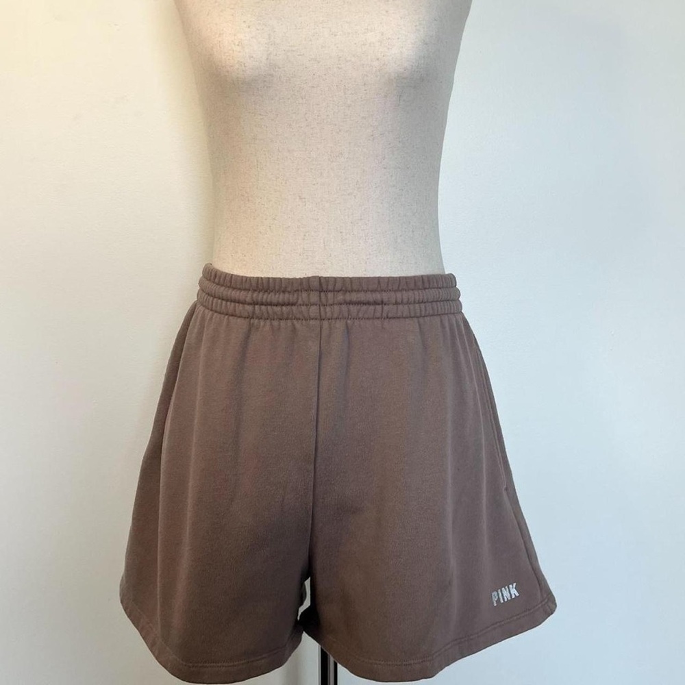 Victoria's Secret PINK Taupe Brown Fleece High Waisted Sweat Shorts